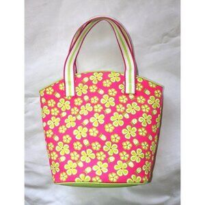 Lilly Pulitzer Dune Buggy Floral print purse Pink and Green Tote Lady Bug